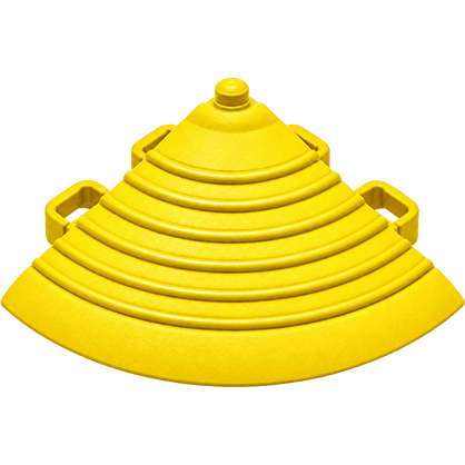 Peça de remate de canto para piso modular na cor amarelo