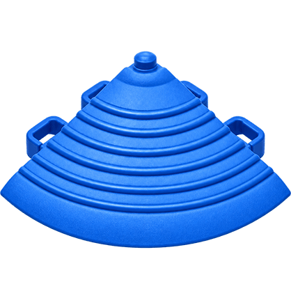 Peça de remate de canto para piso modular na cor azul