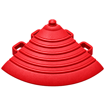 Peça de remate de canto para piso modular na cor vermelho