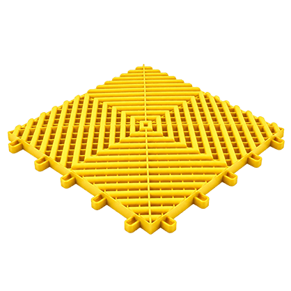 Render 3D de uma placa de piso modular na cor amarelo
