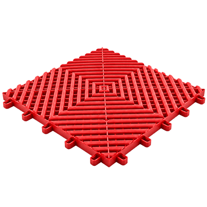 Render 3D de uma placa de piso modular na cor vermelho